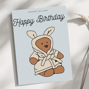 Carte d'anniversaire ours en peignoir