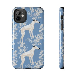 Greyhound Tough Phone Case, Gift for Greyhound Owner, Traditional Blue and White Pattern