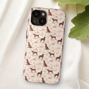 Chocolate Labrador Toile Tough Phone Case, Chocolate Lab Dog or Labrador Retriever Owner Gift, Brown and Cream