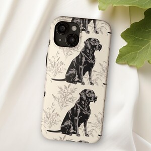 Black Labrador Tough Phone Case II, Black Lab Dog or Labrador Retriever Owner Gift, Brown Floral