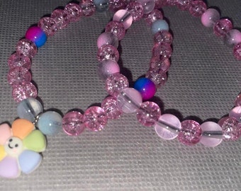 conjunto de pulsera de flores rosas