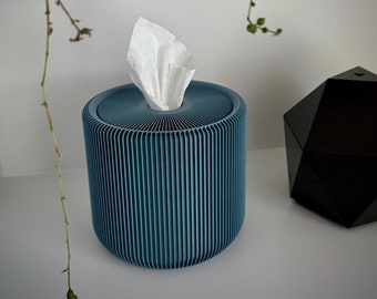 3D Printed Tissue Box Cover or Toilet Paper Holder – Modern Round Pod rtp.1 | Plant Pot | Storage Container | Bathroom Decor