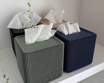 3D Printed Cube Tissue Box Cover – rc.1 Sleeve | Fits Standard Kleenex & Scotties | Reversible Minimalist Bathroom Decor