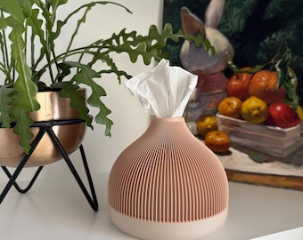 Square & Rectangular Tissue Box Cover Replacement | Modern Unique Geometric Tissue Box Holder Pod | Dream Drop - Ribbed