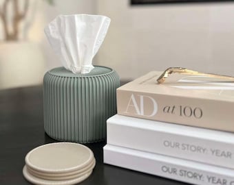 3D Printed Tissue Box Cover j.1 Pod | Modern Round Design for Bathroom, Desk, or Vanity | Also Works as Planter or Storage Container