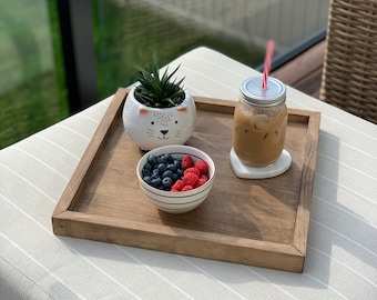 Wood Ottoman Tray | Wooden tray | Kitchen tray | Serving Tray | Farmhouse, Boho, Modern, Rustic
