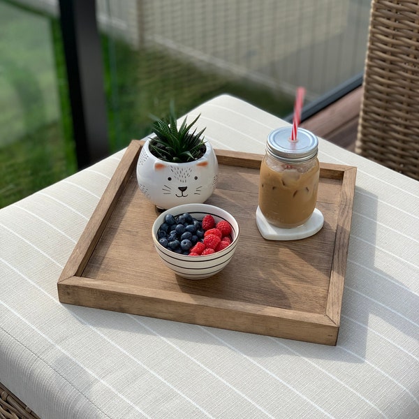 Wood Ottoman Tray | Wooden tray | Kitchen tray | Serving Tray | Farmhouse, Boho, Modern, Rustic