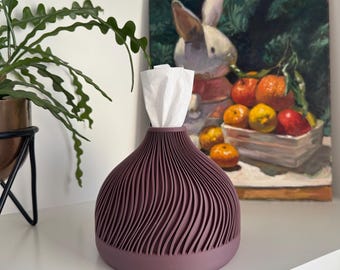 Square & Rectangular Tissue Box Cover Replacement | Modern Unique Geometric Tissue Box Holder Pod | Dream Drop - Ember