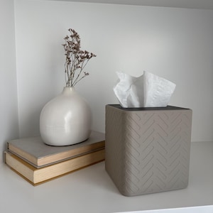 Square Tissue Box Cover | Cube Tissue Box Holder in TWILL Pattern | Studio Series