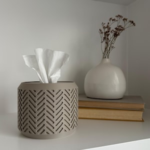 スクエア＆長方形ティッシュボックスカバー交換用 | TWILL柄のミニマリストラウンドティッシュボックスホルダーポッド | e.1