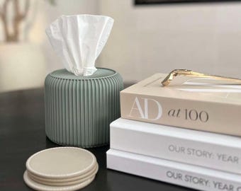 Square & Rectangular Tissue Box Cover Replacement | Minimalist Round Tissue Box Holder Pod | j.1