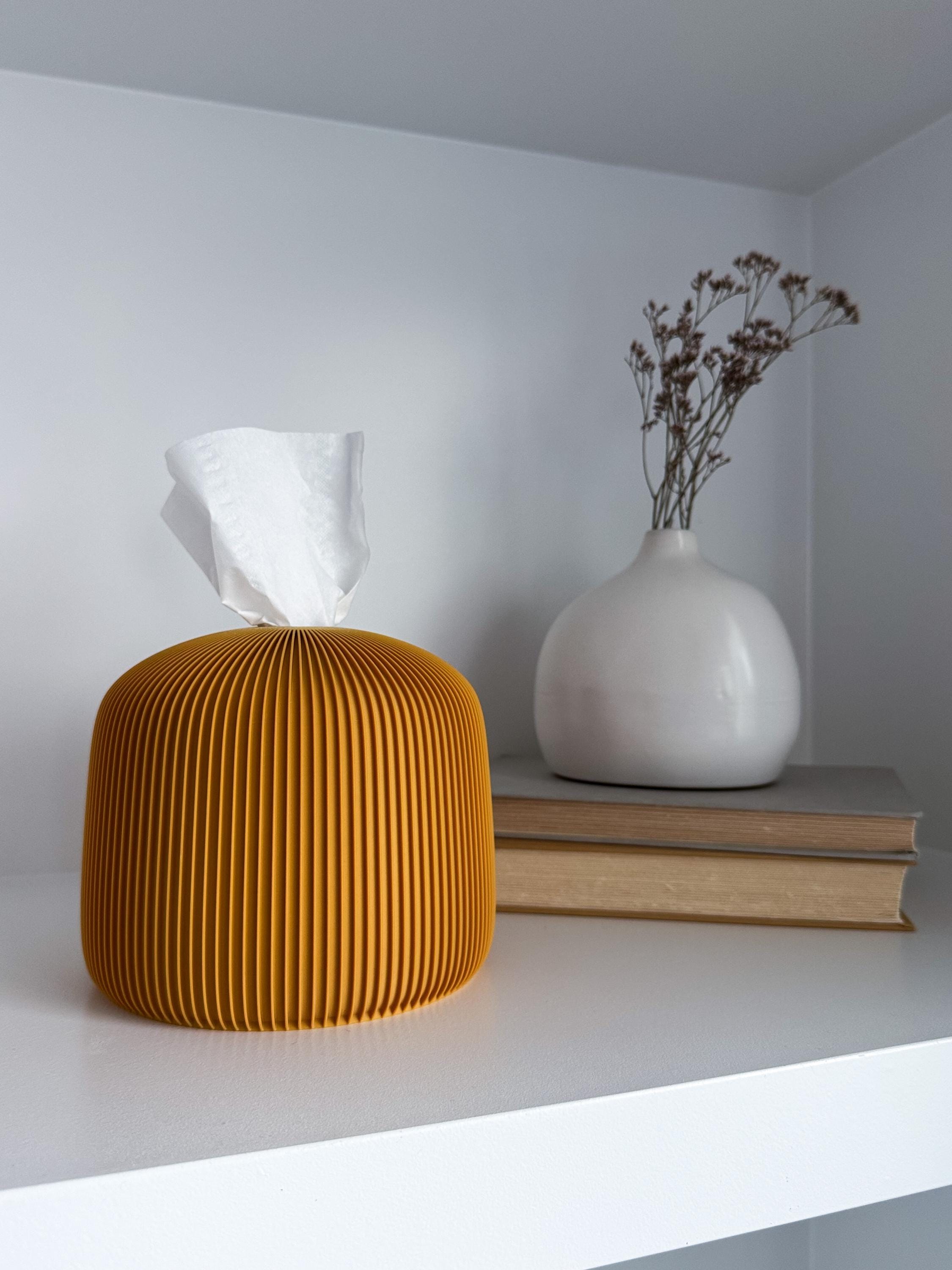 Premium Modern Ribbed Tissue Pod ARC.1 | 3D Printed Tissue Box Replacement for Kleenex, Scotties | Office Kitchen Living Bathroom Decor