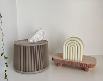 Square & Rectangular Tissue Box Cover Replacement | Minimalist Round Tissue Box Holder Pod | r.2