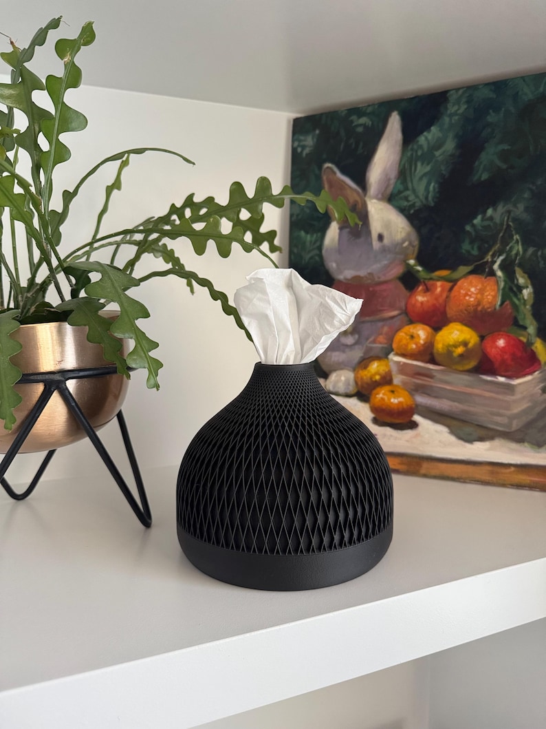 Square & Rectangular Tissue Box Cover Replacement | Modern Unique Geometric Tissue Box Holder Pod | Dream Drop - Argyle image 2