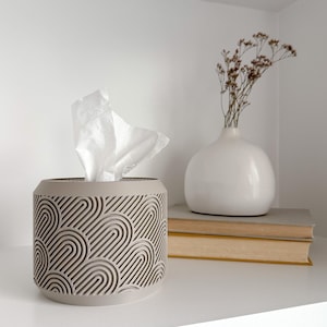 Reemplazo de cubierta para caja de pañuelos cuadrada y rectangular / Soporte minimalista para caja de pañuelos redonda con diseño TIDAL / e.1