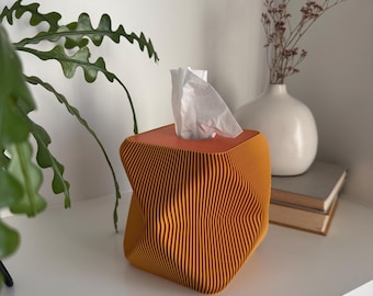 Square & Rectangular Tissue Box Cover Replacement | Modern Ribbed Tissue Box Holder Pod | xc.1