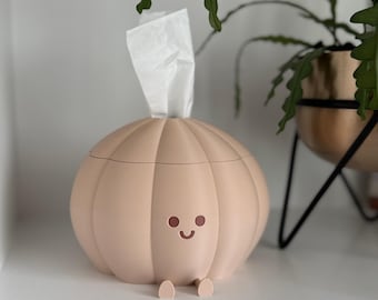 Halloween Pumpkin Tissue Box Cover | Spooky Cute 3D Printed Tissue Box Holder or Candy Bowl | Compact Size