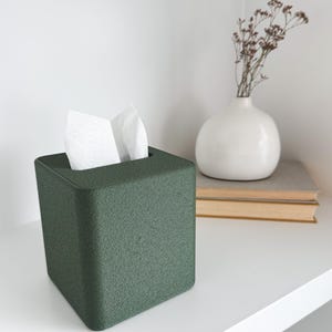 Square Tissue Box Cover | Cube Tissue Box Holder with Fuzzy Texture | Studio Series
