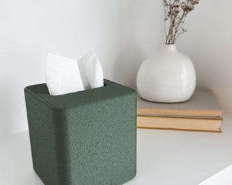 Couvercle carré pour boîte à mouchoirs | Porte-mouchoirs cubique à texture duveteuse | Collection Studio