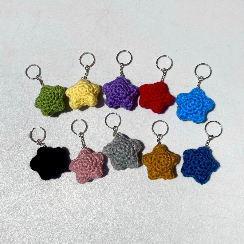 Red Star Keychain Handmade Crochet Star Keychain | Cute Bag Accessory - Etsy
