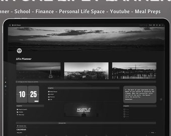 All In One Notion Life Planner Template, Student Planner, Youtuber Planner, Aesthetic Notion Template, Digital Download