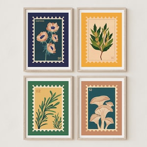 Vintage Stempel Poster Set - Floral Gallery Wall Set - Digitaldrucke