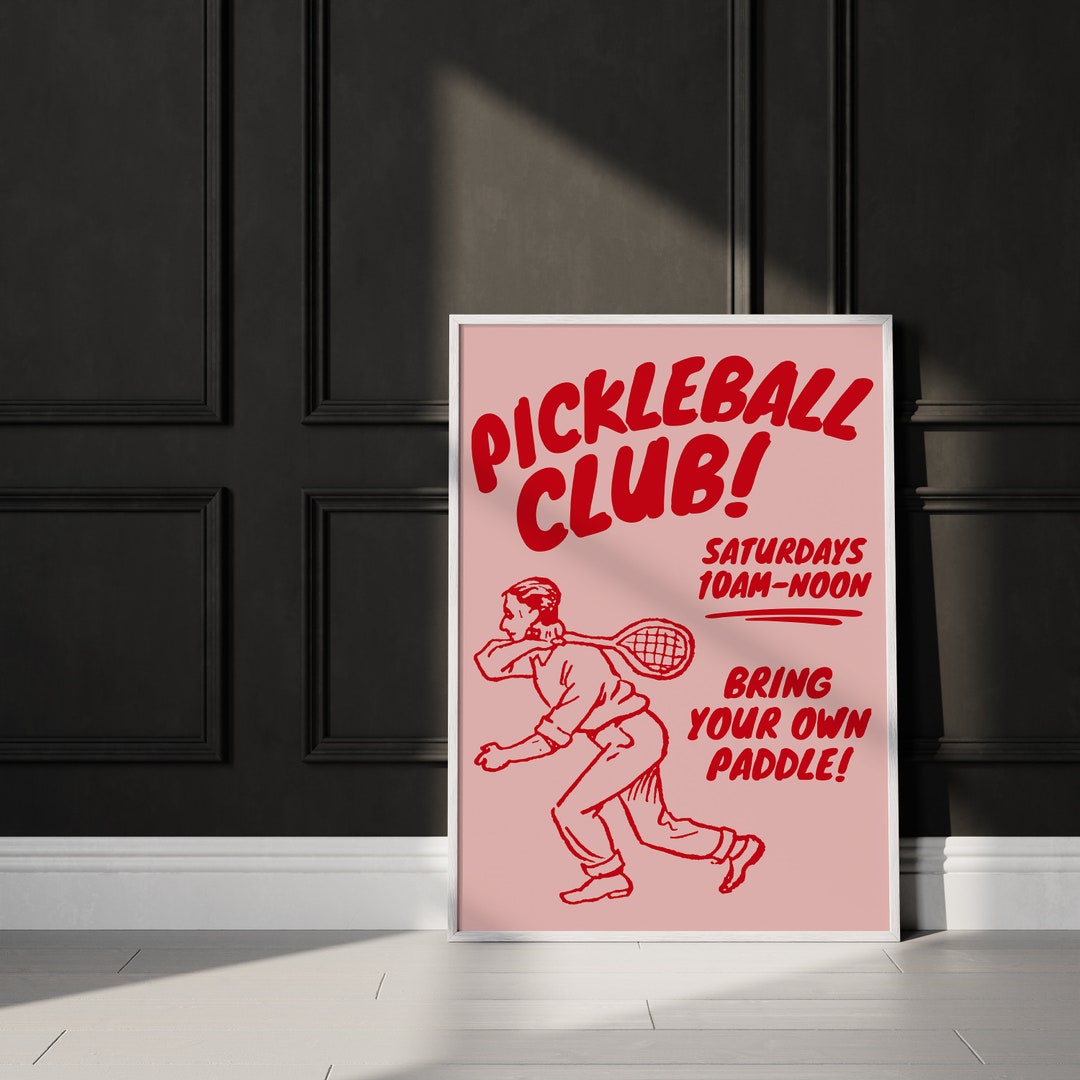 Pickleball Art Print, Retro Advertisement, Cute Room Decor, Vintage