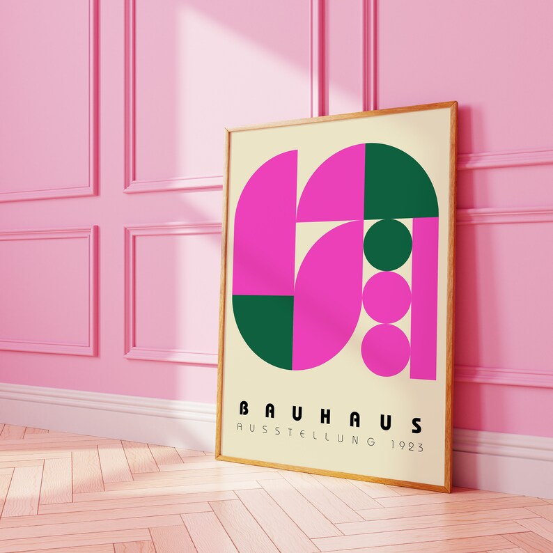 Bauhaus Pink Green Print Set of 3 - Eclectic Gallery Wall - Quirky Art ...