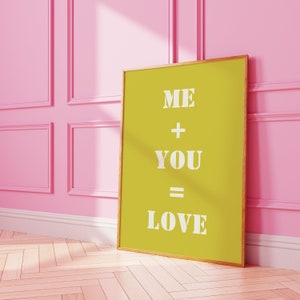 Love Print, Yellow Wall Art, Cute Room Decor, Quirky Art Prints, Bold Wall Art, Maximalism Decor, Trendy Posters, Girly Prints, College Dorm