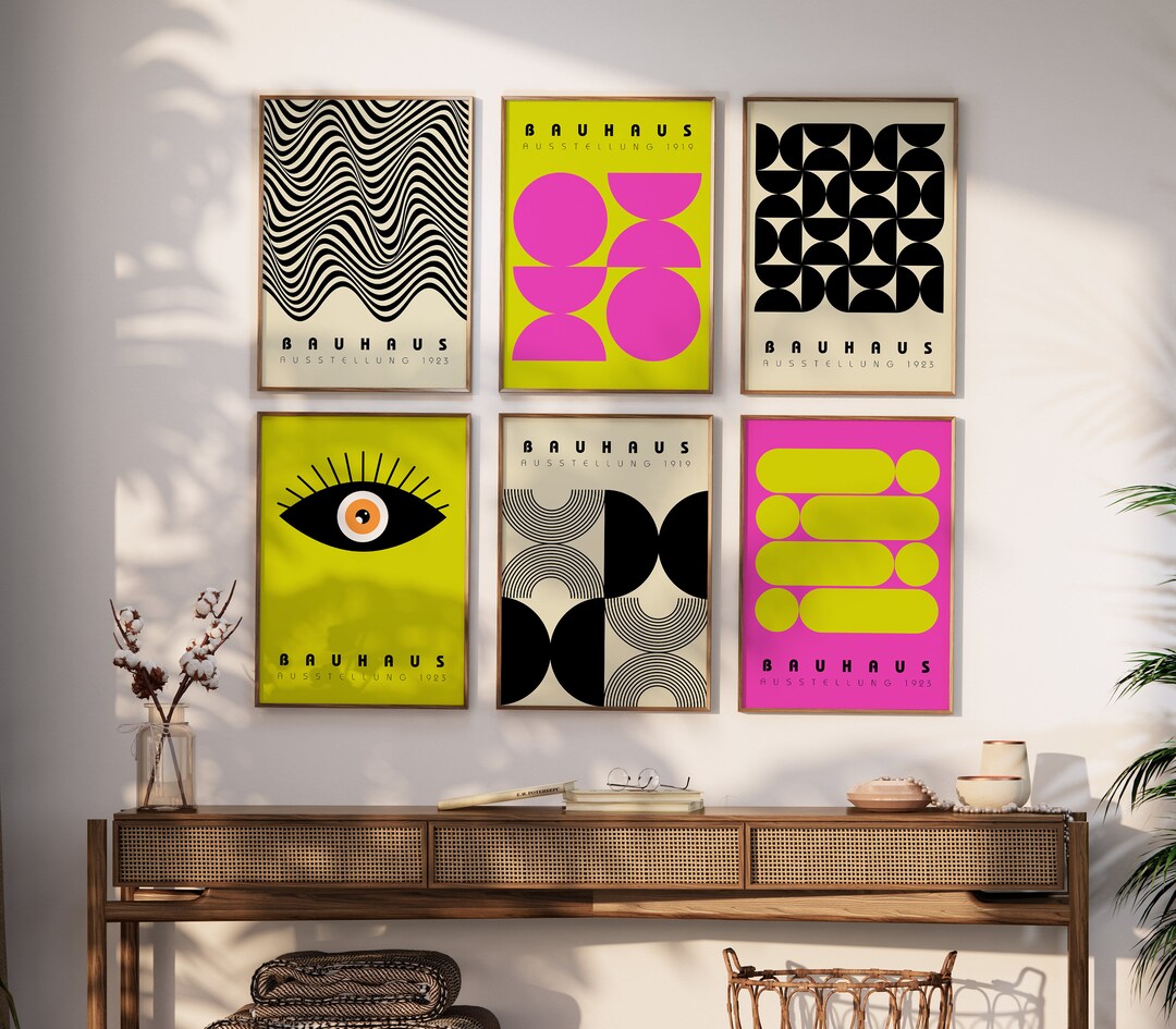 Neon Bauhaus Prints - Set of 6 - Mid Century Modern Art - Maximalism ...