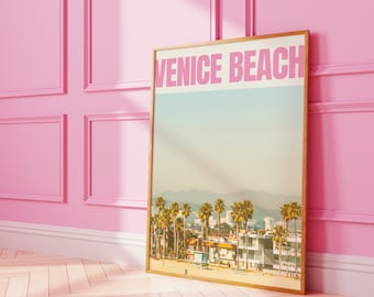 Venice Beach Druck - Kalifornien Reiseplakat - Maximalismus Dekor - Strand Wandkunst - College Wohnheim Dekor - Eklektische Galerie - Digitaler Download
