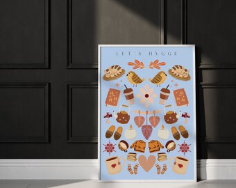 Let's Hygge Print, Scandi Wall Decor, Hygge Gifts, Cozy Art Gallery, Bedroom Decor, Winter Prints, Trendy Posters, Eclectic Art Print