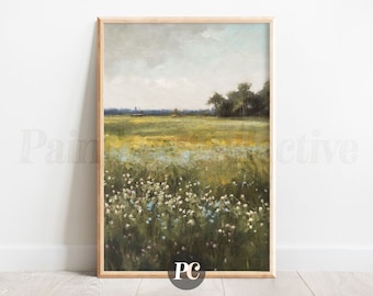 Meadow Art Print | Spring Landscape Painting | Vintage Landscape Print | Digital Download