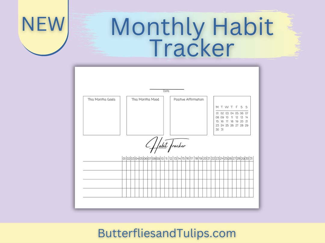Monthly Habit Tracker Printable | 30-day Tracker | Minimalist - Etsy