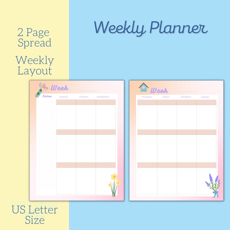 Weekly Undated Planner | Pastel Printable Planner | Best Undate Weekly ...