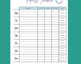 Workout Tracker Printable | Daily Exercise Log | Fitness Journal | Workout Planner | Fitness Planner | A4/US Letter | Instant Download