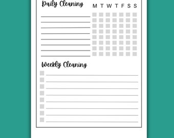 Cleaning Schedule EDITABLE | Chore List Cleaning Checklist | Printable | ADHD Cleaning Planner | Digital PDF | Household Chores Chart
