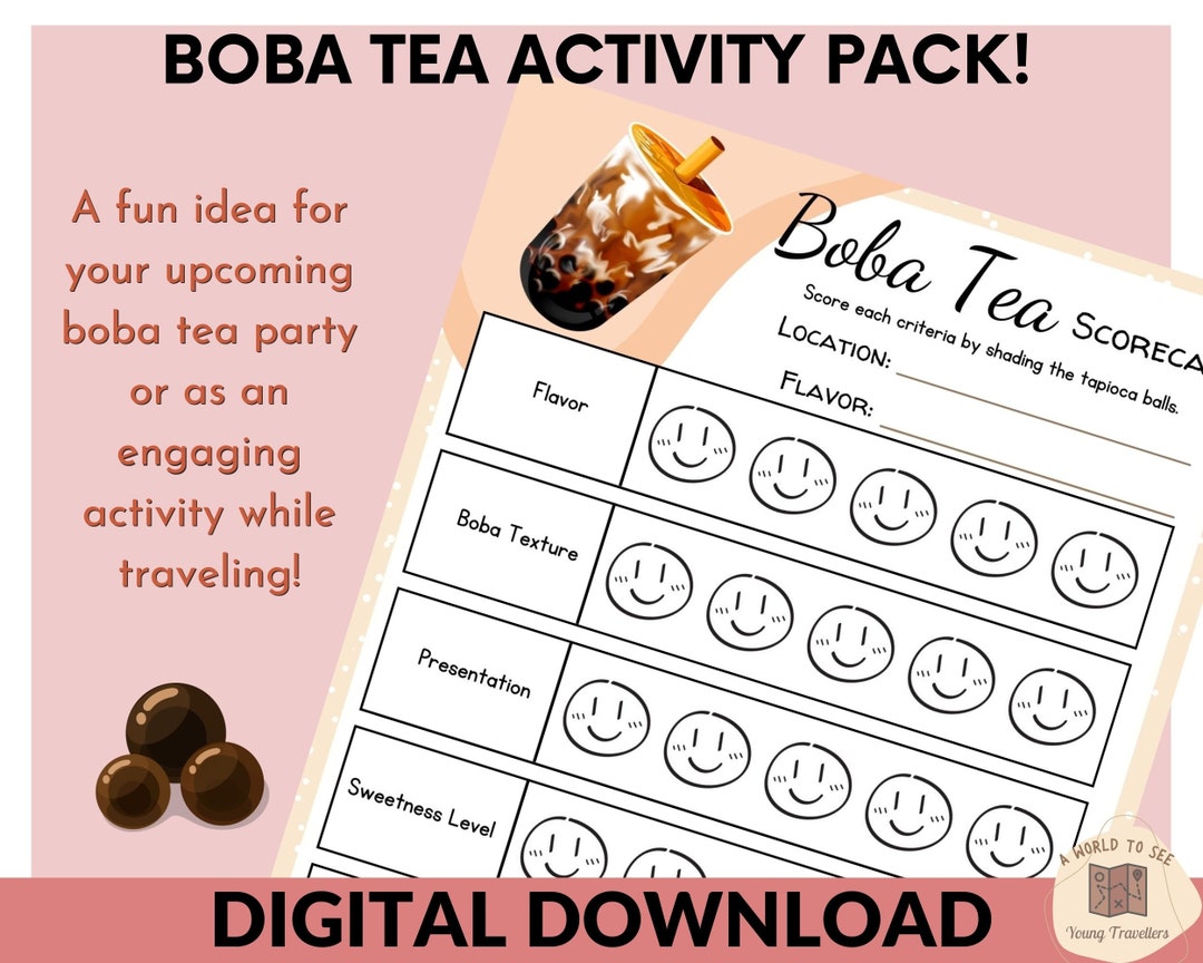 Birthday Party Activity Boba Tea Pack Travel Pack for Kids Etsy