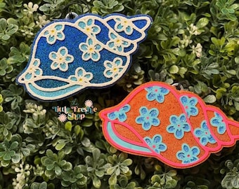Seashell Freshie, Seashell Freshy, Muschel, Muschel mit Blumen, Sommerfrische, Freshies, Auto Freshie, Auto-Lufterfrischer, Freshy, Auto Freshy