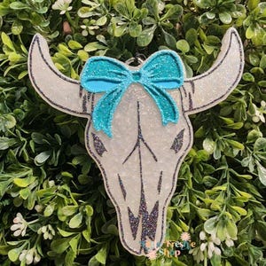 Bull Skull With Coquette Bow Freshy, Bull Skull Gifts, Coquette Bow Freshy, Western Gifts, Car Freshie, Car Air Freshener, Car Freshy