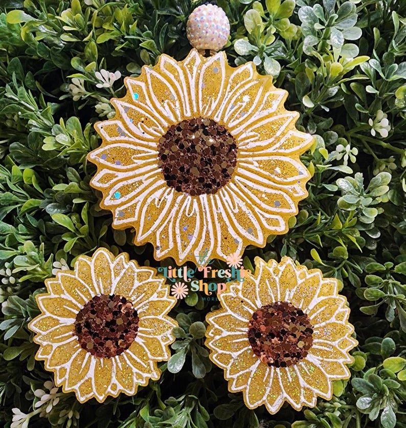Sunflower Freshie, Sonnenblume Geschenke, Auto Freshie, Auto Freshy, Auto Lufterfrischer, Freshie, Blumen, Blumenliebhaber, Autoduft, Autodüfte, Geschenk Bild 1