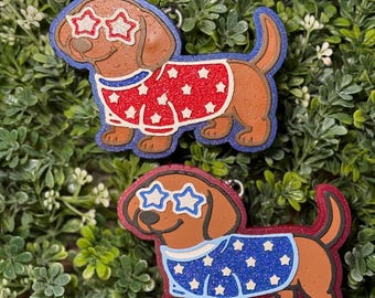 Dackel Freshie, Dachshund Freshy, 4. Juli Freshie, 4. Juli Freshy, Dackel Geschenke, Auto Freshie, Auto-Lufterfrischer, Freshy