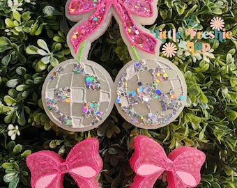 Coquette Bow Disco Cherry Freshy, Cherry Freshie, Disco Freshy, Disco Freshies, Discoball Gifts, Bow Freshie, Car Freshie, Car Air Freshener