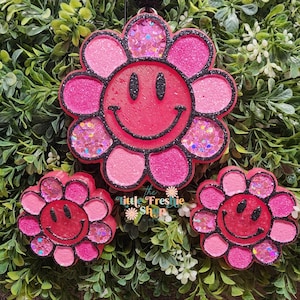 Smiley Daisy Freshie, Daisy, Flower, Flower Gifts, Gifts For Mom, Car Freshie, Car Freshy, Car Air Freshener, Freshie, Car Scent, Car Scents