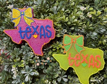 Texas Freshie, Texas, Texas Gifts, Texas Lovers, Texas with Bow, Freshie, Freshies, Car Freshie, Car Air Freshener, Freshy, Car Freshy