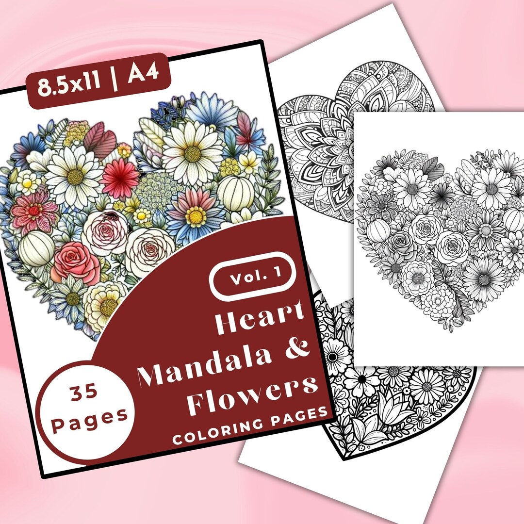 Coloring Pages Hearts and Flowers, Heart Coloring Page, Love Heart
