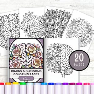 Brain & Blossoms Coloring Pages: Botanical Anatomy Art (PDF Download A4/8.5x11in