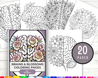 Gehirn & Blüten Malvorlagen: Botanische Anatomie Kunst (PDF Download A4/8,5 x 11 in