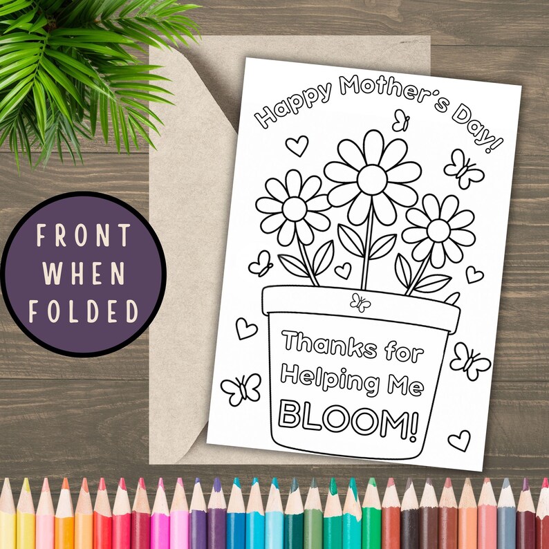 Happy Mothers Day Coloring Card for Kids, DIY Activity, Color-in Your ...