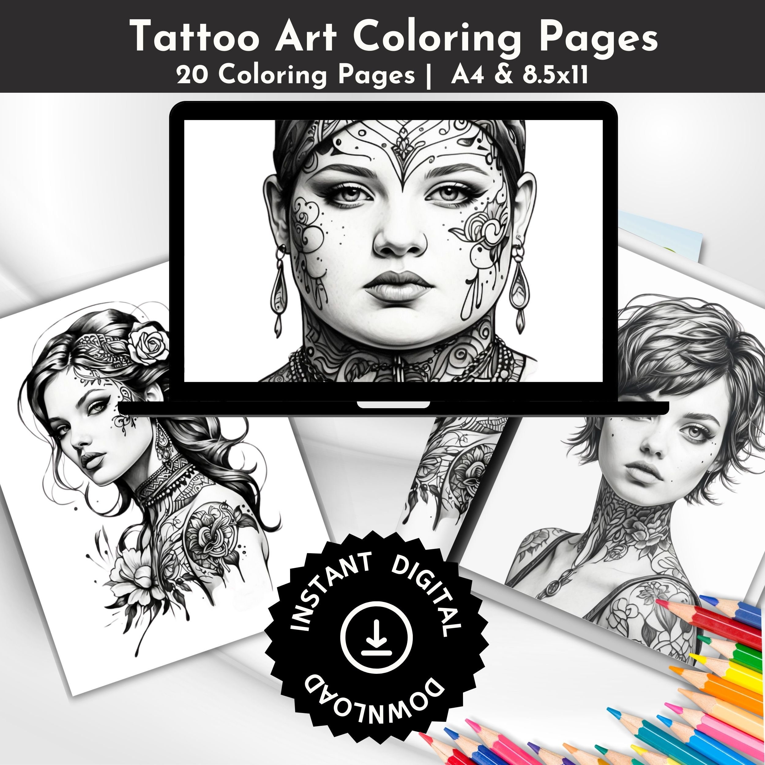 Tattoo Coloring Book, Tattoo Colouring, Unique Tattoo, Adult Coloring ...